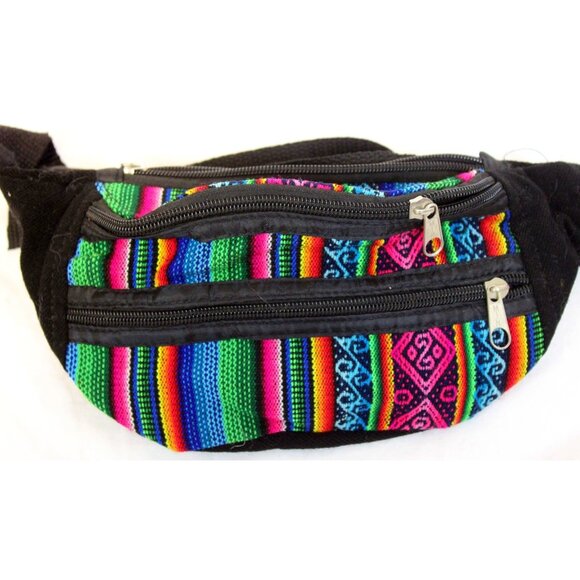 Peruvian Lined Waist Bag Bum Moon Fanny Hip Pack Native Textile Cross Body Unise - Picture 2 of 6